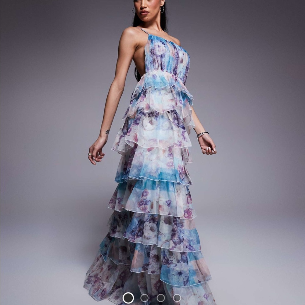 ASOS One Shoulder Multicolor Tiered Dress